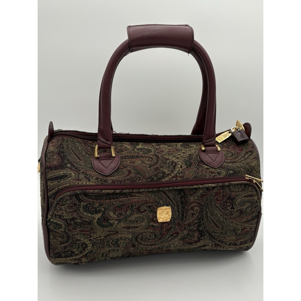 Pegasus Paisley pattern Boston bag burgundy vintage travel‎ weekender